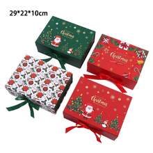 1件圣诞礼品盒大号圣诞礼品盒一体式蝴蝶结磁性礼品盒 - 彩色 - 查看 1