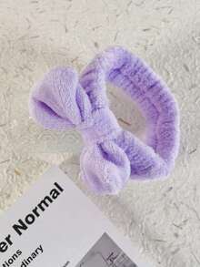 3PCS Solid Color Bath Headbands & 2PCS Wrist Bands - Creative Polyester Bath & Facial Makeup Set, Ideal For Home Bathroom Decor | Back To School, Fall, Christmas - Màu tím - Xem 7