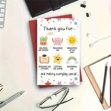 Tarjeta de agradecimiento por el Día del Maestro - Diseño lindo, 5x7 pulgadas con sobre - Regalo perfecto para hombres y mujeres - Muestra gratitud por ayudarme a crecer