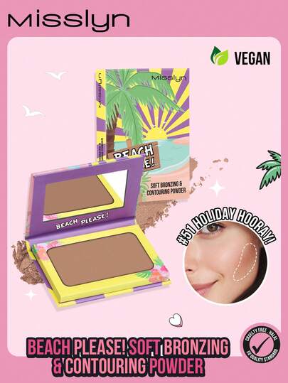 Misslyn Beach Please! Soft Bronzing And Ccontouring Powder, Bronzer, Matte Bronzer, Pigmented Soft Powdery Texture, With Mirror, Facial Bronzing Powder For Contouring, Long-Lasting, Lightweight, Smooth, Blendable, Y2K Makeup Party Beach Travel Holiday Camping Outdoors Present Rose Fashion Girl New Year Cosmetic Cosplay Best Trip Festivals Color Fancy Campus School Charm Vibe Cny Chinese New Year, Valentine's Day Gifts,Vegan,Cruelty Free