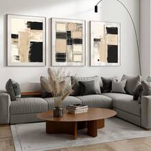 3 sztuki nieoprawionego wydruku na płótnie, nowoczesna sztuka ścienna na płótnie – jasnobrązowy abstrakcyjny obraz, minimalistyczny tryptyk, plakat, dekoracja ścienna do domu, idealny do salonu, sypialni, biura, kuchni, jadalni, baru, kreatywny prezent, drukowany artystyczny obraz ścienny