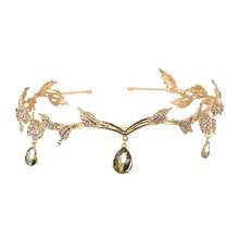 ​ ​ Baroque Court Style Crown Headpiece Handmade Inlaid Rhinestone Forehead Pendant Bridal Photo Party Artifact Vintage Princess Style Collectible Accessory ​ ​ - 香檳色 - 查看 1