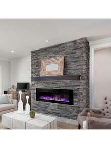 60''Electric Fireplace Inserts Ultra-Thin 750/1500W Linear Electric Fireplace Heater Wall Mounted Or Recessed Fireplace Electric With Adjustable Multicolor Flame, Silent Operation, Remote Control Included - 60inch - View 5