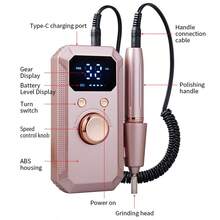 20,000转/分钟可充电电动美甲钻，专业便携式美甲锉机，适用于亚克力、凝胶美甲抛光，包含11个砂磨头和20个砂磨带，无线高速，适合美甲沙龙和家庭使用，是送给女性的绝佳礼物。