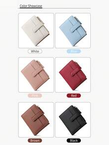 European And American Style Lychee Pattern Women's Wallet, Simple And Elegant, Bi-Fold Multi-Card Slot Zipper Coin Purse, Women's Wallet, Mini Sewing Wallet, Small Coin Purse, Urban Simple Men's Wallet, PU Leather, Cute Wallet, Simple Design, High Quality, Bi-Fold Multi-Card Slot Zipper Coin Purse, Short Women's Wallet, Mini Sewing Wallet, Small Coin Purse, Suitable For Daily Commuting Use, Suitable As A Holiday Gift. - Multicolor - View 4