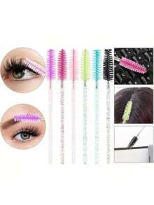 50 Stücke/Set Einweg-Wimpernverlängerungs-Bürsten, professionelle Make-up-Werkzeuge für Mascara und Augenbrauenpflege, geeignet für Salon und Heimgebrauch - Spiralförmiger Augenbrauenkamm, Make-up-Pinsel mit festem Kristallgriff und weichen Polyesterbristles, für Wimpernverlängerung, Augenbrauenpflege und Make-up-Anwendung - alkohol- und ölfreie Formel, ideal für Kosmetik- und Schönheitsprodukte, ohne Strom oder Batterie erforderlich