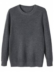 Men's Casual Outdoor Versatile Jacquard Knit Crew Neck Long Sleeve Sweater, Autumn/Winter