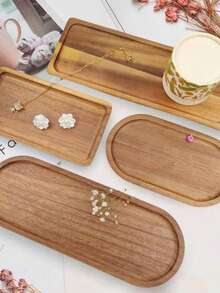1pc Acorn Style Wooden Tray, Oval/Rectangular Wooden Platter For Beauty Display, Aromatherapy Candles, Perfumes, Jewelry, Skincare, Cosmetics, Multipurpose Tray, Desktop Organizer, Dining Table Decor For Valentine's Day & Christmas, Kitchen, Living Room, Bedroom, Bathroom Storage, Boho Travel Organizer, Dorm Room, Christmas Gift