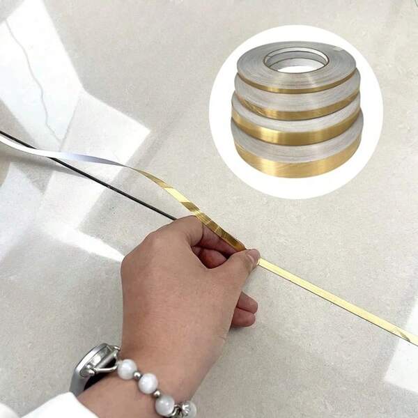 1pc 50m/196.85in Self-Adhesive Waterproof Tile Grout Filler Sticker, Floor Seam Line Sticker, Decorative Edging, Wall And Floor Tile Seam Filler, Living Room Kitchen Crack Filler Sticker, Wear-Resistant Floor Self-Adhesive Seam Sticker