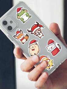 50 Stücke süße Cartoon Weihnachtstier Aufkleber für Wasserflasche, Computer, Gitarre, Skateboard, Telefon, Laptop Dekorationen, Weihnachtsgeschenke für Kinder