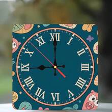 Custom Laser Engraved Wooden Wall Clock - Silent Non-Ticking Roman Numerals, 10x10 Inch Square Office Decor