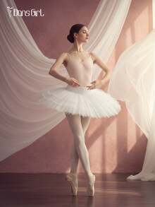 DonsGirl 一件装女士芭蕾舞紧身衣，肩带可调节，腰部修身设计，适合舞蹈和体操表演训练。 - 淺粉色 - 查看 11