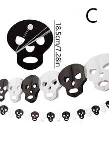 19.68ft Halloween 3D Pumpkin Honeycomb Garland, Skull & Bat Paper Honeycomb Garland Banner, Suitable For Porch Decor And Holiday Party Atmosphere Decoration, Halloween Decor, Party Background Decor Banner, Halloween Party Decor, Holiday Home Decor, Applicable For Corridor Decor And Holiday Atmosphere Enhancement