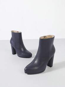 Fall/Winter Navy Blue Platform Ankle Boots, Women's Fashion Ankle Boots, High Heel Boots, Super High Heel Boots - Royal Blue - View 6