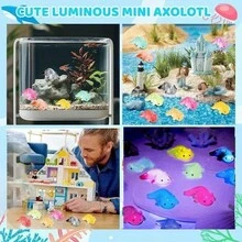 10pcs Glow-In-The-Dark 3D Axolotl Figurines, Colorful Translucent DIY Crafts For Party Favors, Dollhouse & Aquarium Decor, Beach Theme Gifts (Day & Night Effect)