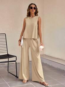 Women Two-Piece Outfits - Khaki - View 4