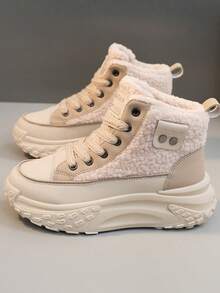 1 Pair High-Quality Women's Winter Multifunctional Fashion Casual Thermal-Lined Thick Sole High-Top Snow Boots, Outdoor Sports Casual Shoes, Daily Matching Casual Shoes, Hiking Boots - Brown - View 3