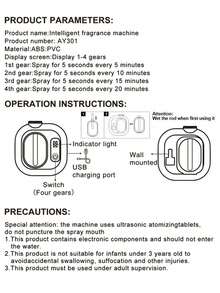 AOYI Small Aroma Essential Oil Diffuser Bathroom Bedroom Wall-Mounted Automatic Sprayer Air Freshener Home Office Hotel Portable Aromatherapy Machine Deodorant Perfume Device Living Room College Dorm Gifts Birthday Christmas Halloween New Year Easter Graduation Travel Vacation