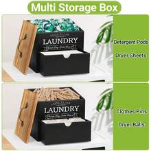 2+1 Laundry Pods Container & Dryer Sheet Holder With Drawer And Lid, Large Powder Detergent Dispenser Storage, Laundry Room Containers For Scent Booster Beads With Pop Up Lids, Labels And Scoop - 黑色 - 查看 7