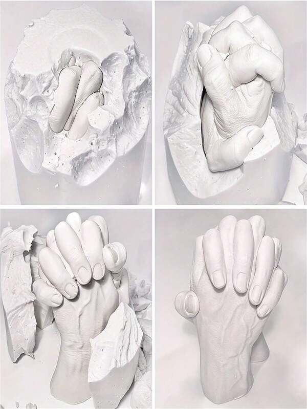 50g/200g /Set Kit de moulage en plâtre tridimensionnel pour couples, poudre de plâtre, moule de clone d'empreinte de main 3D créatif, kit de moule de main et de pied DIY, idéal pour la décoration d'intérieur, cadeaux de la Saint-Valentin, cadeaux d'anniversaire de mariage