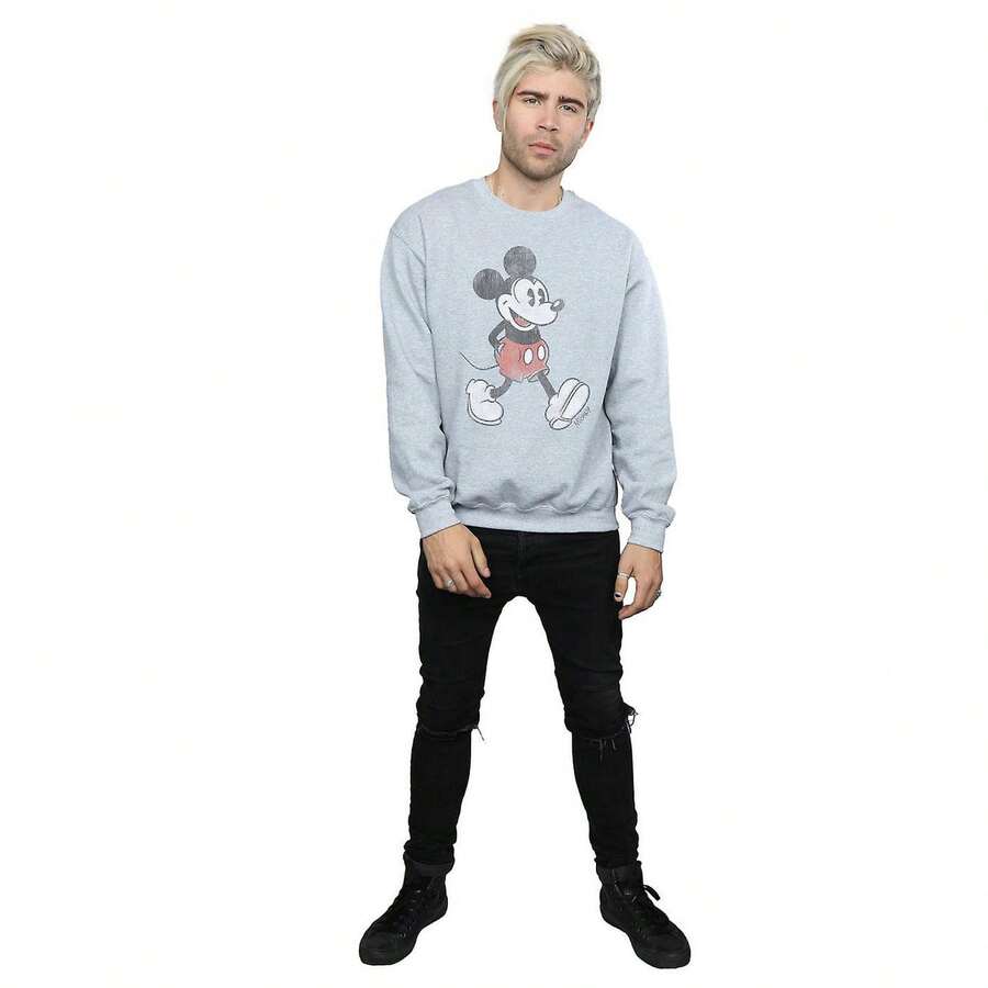 Disney Mens Walking Mickey Mouse Sweatshirt (Sports Grey) - Grey - View 1