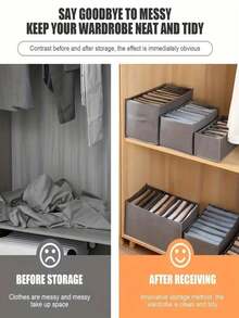 1 pièce Organisateur de vêtements pour armoire avec 7 compartiments, boîte de rangement à tiroirs pliable, organisateur de placard portable pour sous-vêtements, chaussettes, écharpes, leggings, t-shirts, jeans, rangement, stockage de vêtements pour la maison