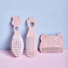3件套婴儿熊造型梳子套装，包含发刷、沐浴刷、新生儿乳痂刷、卡通熊造型梳理套装 - 彩色 - 查看 16