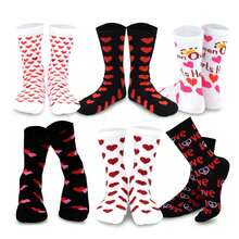 Women's Valentine's Day Socks - Heart Crew Socks 6-Pair Pack - CottonCasual & Gift Socks - Women's Shoe 6-9 / Men's 8-11 - 如圖699 - 查看 1