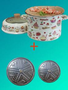 1 buc. Abur emailat cu abur, vase de gătit multifuncționale de mare capacitate pentru uz casnic, abur mic, gros, vopsit, cu strat dublu, abur cu un singur strat, picnic în aer liber, vase de gătit portabile pentru camping, poate fi folosit pe șemineu, aragaz, aragaz pe gaz, abur esențial pentru bucătărie, poate fi folosit ca și cadou pentru prieteni și rude