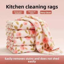 5/10pcs Reusable Kitchen Cleaning Cloths, Multi-Purpose Absorbent Dish Towels, Durable Cleaning Rags For Kitchen, Bathroom, Easily Removes Stains And Grease