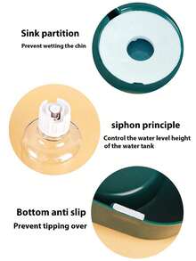 1 Set Green Cat Food & Water Bowl With Automatic Drinking Fountain, Spill-Proof & Neck-Protecting, Multifunctional Adjustable Pet Feeder & Waterer - Green - View 2