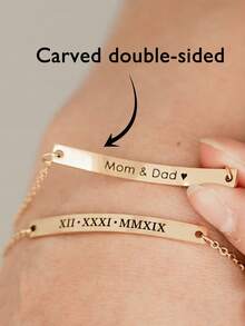 Personalized Bracelet,Fashion Engraved Name Letter Curved Bracelet For Women Men,Personalized Double-Sided Engraving Bracelet,Couple Gift Handmade Wrist Accessories Gift,Friendship Gift Birthday Gift,Halloween, Christmas Gifts - Multicolor - View 2