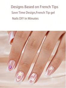 150Pcs Short Square French Gel Nails, Light Pink Deep French Tip Press On Nails, Soft Gel Acrylic Nail Extensions, Manicure Kit Women & Girls - màu nâu - Xem 3