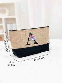 2pcs/Set Women's Beach Tote Bag With Shoulder Strap, Beach Hat And Cosmetic Bag, Personalized Letter A-Z Beach Accessory Bag With Side Pocket, Ideal Gift For Women, Mothers, Teachers, Friends, Bridesmaids, Students, Suitable For Beach Vacation, Outdoor Wedding, Birthday, Holiday, Large Capacity For Weekend Getaway - Multicolor - View 10