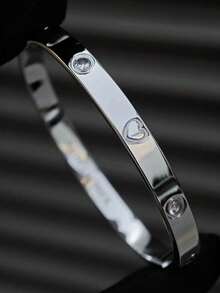 1pc Fashionable Stainless Steel Heart Nail Bracelet For Men, Suitable For Daily Wear, Stylish Waterproof Jewelry Bracelet