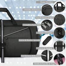 Maleta Deportiva 2 piezas con 1 neceser Maleta Deportiva Hombre Gran Capacidad Maleta Gym Impermeable Bolsa de Viaje Negro 100L - Negro - Ver 4