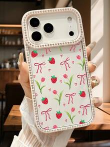 Süße Handyhülle mit Erdbeer- und Tulpenmotiv, ästhetische Handyhülle mit Blumenmuster, , süße Schutzhülle, langlebiges Design für Teenager und junge Erwachsene, kompatibel mit iPhone 17promax/17pro/17/iPhone Air/16promax/16pro/16plus/16/15promax/15pro/15plus/15/14promax/14pro/14plus/14/13promax/13pro/13/12promax/12pro/12/11promax/11 - Schwarz(black) - Übersicht 6