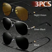 3 sztuki klasycznych okularów pilotów z metalową oprawką, vintage, okrągłe, męskie, damskie, luksusowe, markowe, designerskie, modne, tropikalne, plażowe, wakacyjne, letnie, pastelowe, błyszczące, materiałowe, eleganckie, estetyczne, wakacyjne, okulary, dla mężczyzn, do jazdy samochodem, wędkowania, podróży, zakupów, turystyki, gogle, retro, podróżne, okulary dla kierowców, męskie i damskie (uwaga: etui na okulary widoczne na zdjęciu nie jest dołączone)
