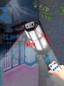 1 pieza Luz de pared solar ultra brillante de 6500K con control remoto, sensor de movimiento y 43 LED para iluminación de patio, resistente al agua IP65 - Blanco - Ver 6