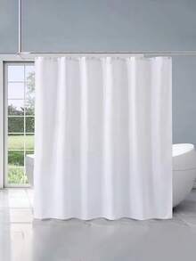 Tenda da doccia grande (1 pezzo), con ganci, impermeabile e rinforzata, accessorio doccia per la casa, tenda da doccia bianca, tenda da doccia impermeabile e rinforzata di colore unito, adatta per vasca da bagno, tenda da doccia larga e grande, tenda da doccia impermeabile, tenda da doccia per bagno a prova di muffa di colore unito, tenda ondulata trasparente, di lusso per la casa, con ganci, rinforzata e pieghevole a forma di S - Bianco - Visualizzare 4