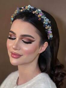 Băng đô hoa pha lê - Thiết kế chống trượt thời trang, băng đô đa năng dành cho nữ, phù hợp cho đám cưới, hẹn hò, mặc hàng ngày, tiệc tùng, lễ hội, phụ kiện tóc thủ công, quà tặng, phụ kiện tóc làm đẹp tại nhà - Nhiều màu - Xem 4