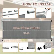 Outdoor Cordless Roller Shade 8' W X 8' H With Spliced Design, 220GSM Roll Up Blinds Shade For Patio, Yard, Deck And Porch, Wheat - 灰色燈芯 - 查看 7