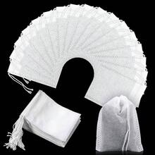 Pcs Disposable Tea Bags Loose Tea, Empty Tea Bags With Drawstring Empty Muslin Tea Infuser Sachets Seal Cold Brew Coffee Bags Spice Loose Leaf Tea Bag - Initial - View 5