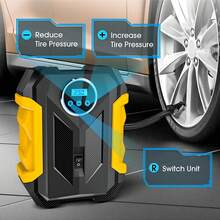 CARSUN Portable Tire Inflator Air Compressor, 150 PSI Cordless Air Pump, 12V DC Car Plug, Fast Inflation & Auto Shut-Off, LED Light, Smart Tire Pump For Cars, Bikes, Motorcycles, And Balls - Yellow - View 12
