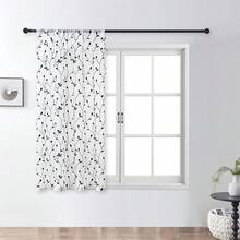 Floral Embroidered Sheer Curtain Simple White Transparent Curtain With Rod Pocket Embroidered Vine Floral Pattern Curtain Semi-Sheer Linen-Like Voile Curtain For Bedroom, Living Room