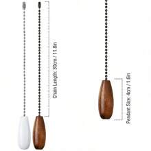 30cm Beaded Pull Chain Ceiling Fan Light Wooden Pendant Lamp - Multicolor - View 9