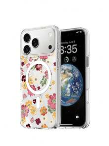 Phone Case For IPhone 17 Pro Max 17 Air Wireless Charging Magnetic Attraction With Floral Patterns Soft Shell - 無色 - 查看 14
