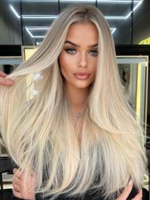 Omber Blonde Silky Straight Wig Human Hair 13x4 HD Transparent Straight Lace Front Wigs Human Hair Pre Plucked With Natural Hairline 250 Density Brazilian Remy Lace Frontal Wigs For Woman With Baby Hair - Bắt nguồn từ & Ombre - Xem 1