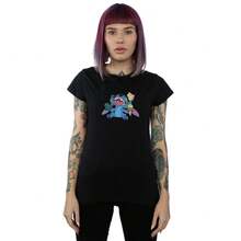Disney Womens/Ladies Lilo And Stitch Munchies Cotton TShirt (Black) - Coffee Brown - View 1