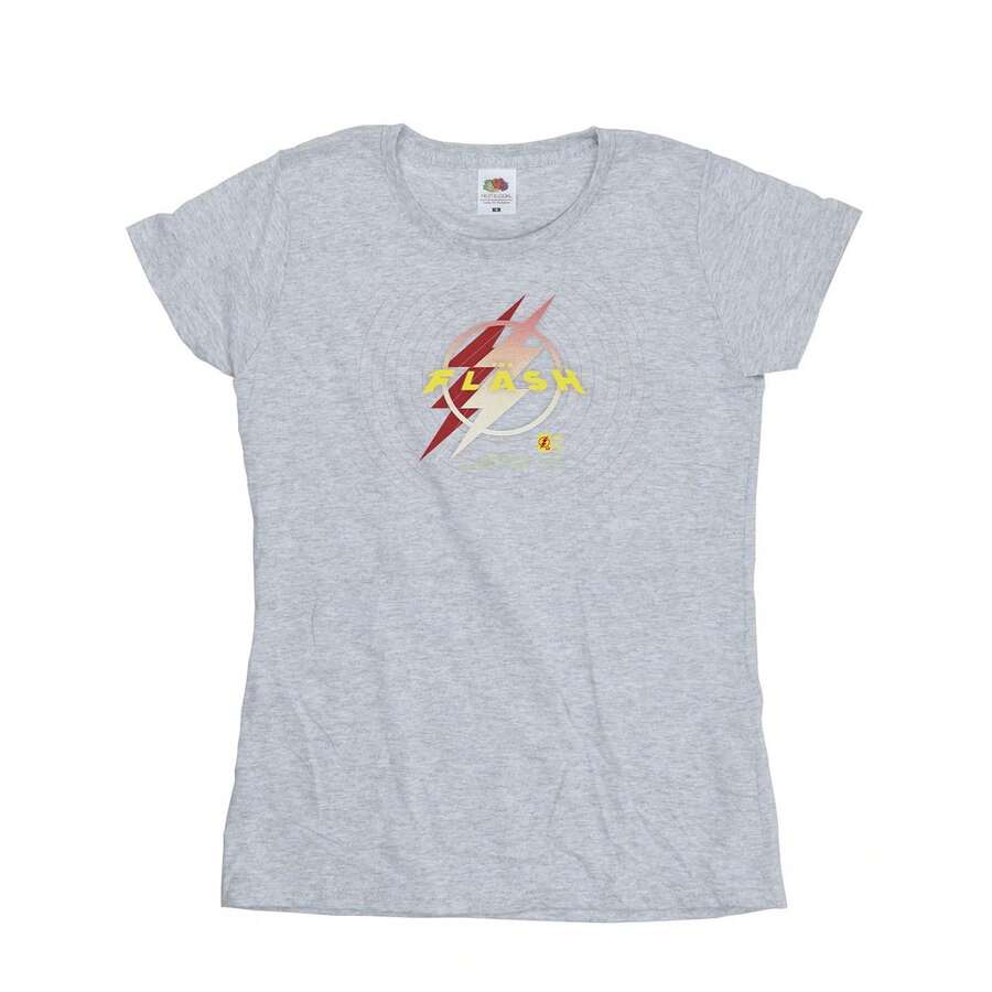 DC Comics Damen/Frauen The Flash Blitz Logo Baumwoll T-Shirt (Sports Grey)